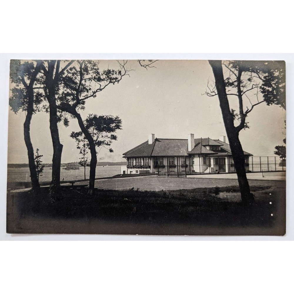 Casino & Tennis Courts Manhanset‎ Manor Shelter Island, NY c1910s RPPC Postcard